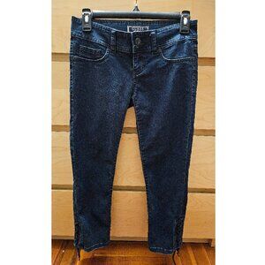 GUESS Y2K Low-Rise Cropped Skinny Lace-Up Hem Dark Blue Jeans Size 24